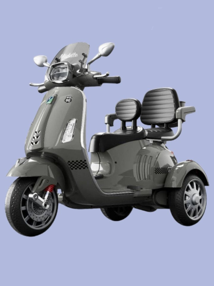Vespa Scooter 2 Seater Big Size - Grey (Age 2-8)