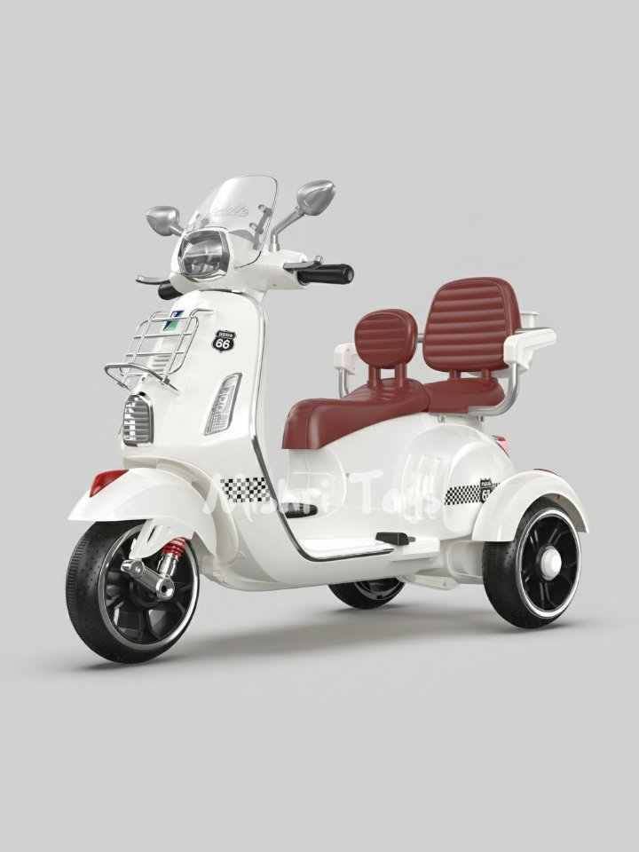 Vespa Scooter 2 Seater Big Size - White (Age 2-8)