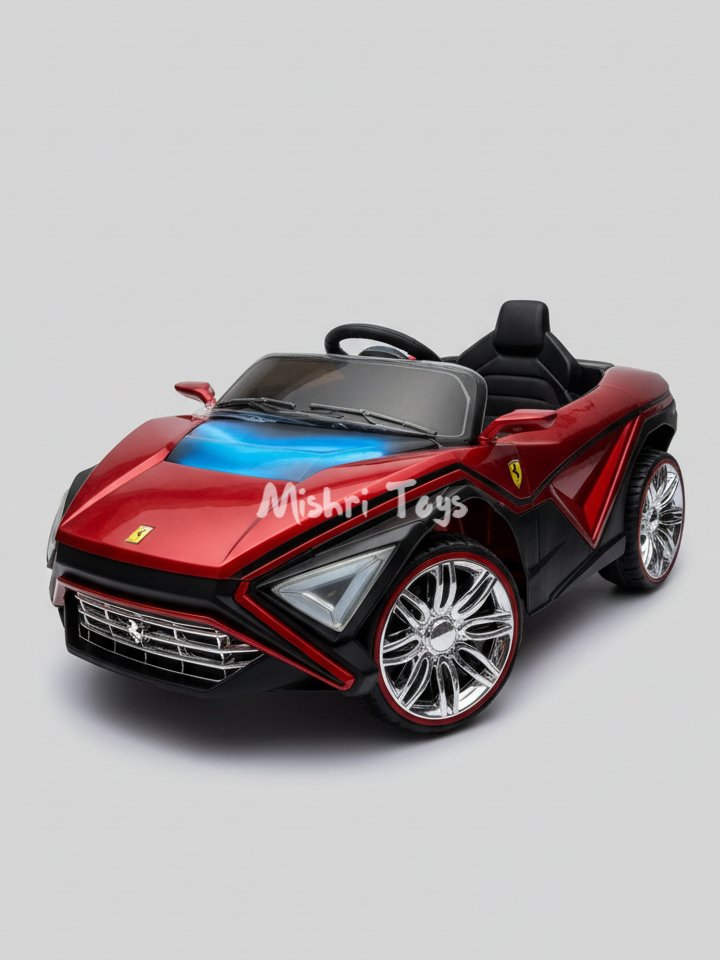 Kids Ferrari Car With Smock - Red (Age 1-5)