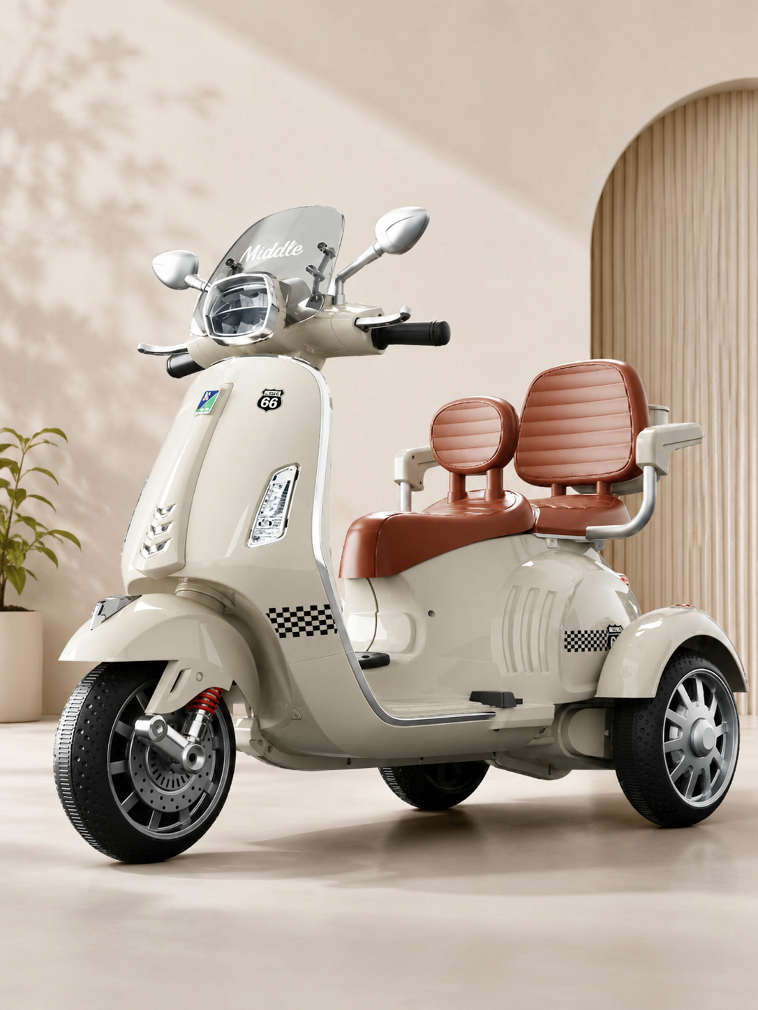 Vespa Scooter 2 Seater Big Size - White (Age 2-8)
